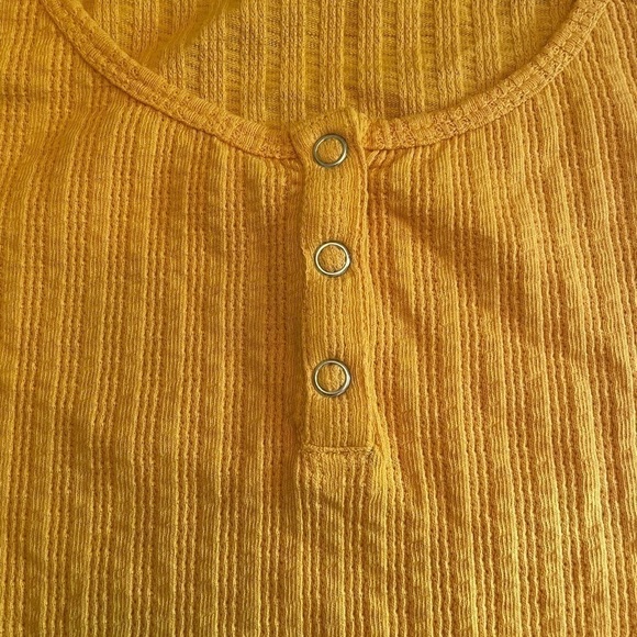 𝅺bp POINTELLE RIB CROP HENLEY IN ORANGE SLICE - Picture 11 of 13